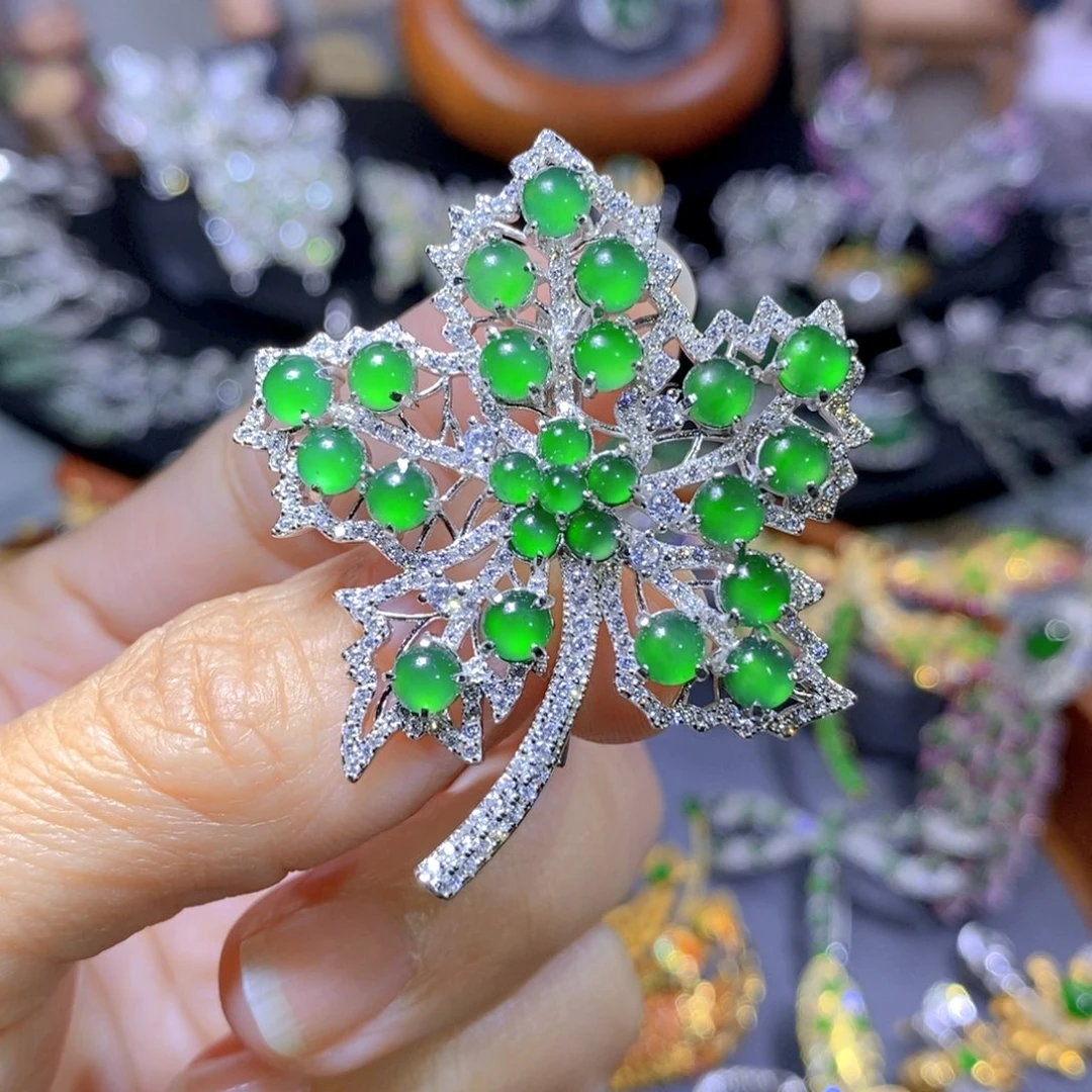 翡翠颈饰银S925镶嵌天然翡翠