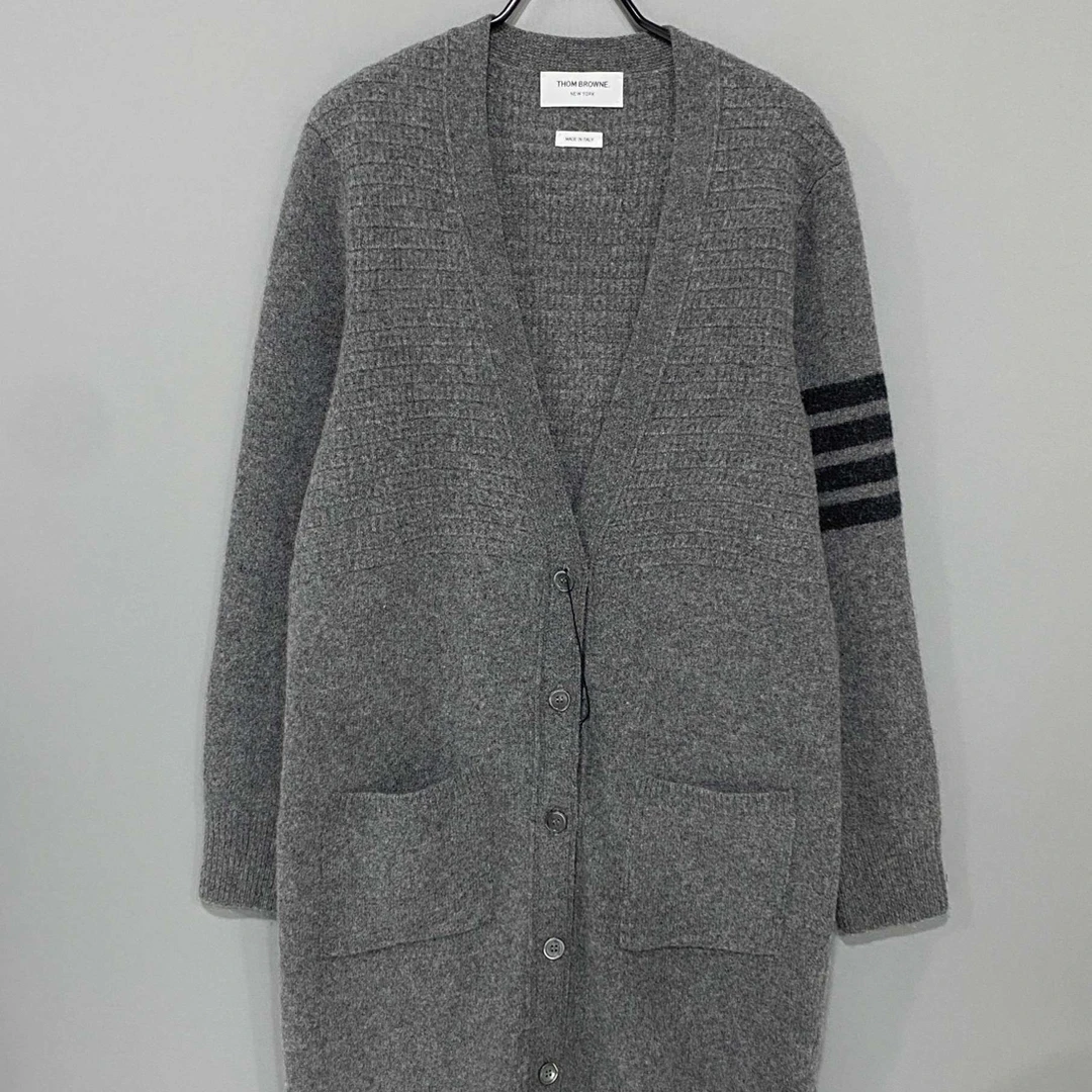 99新 THOMBROWNE 灰色长款羊毛开衫/40码/24034