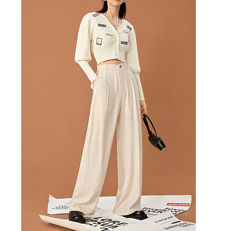 L483    提花阔腿裤