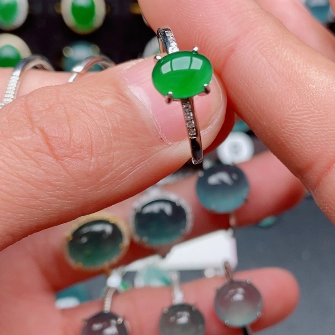 翡翠戒指银S925镶嵌85428755