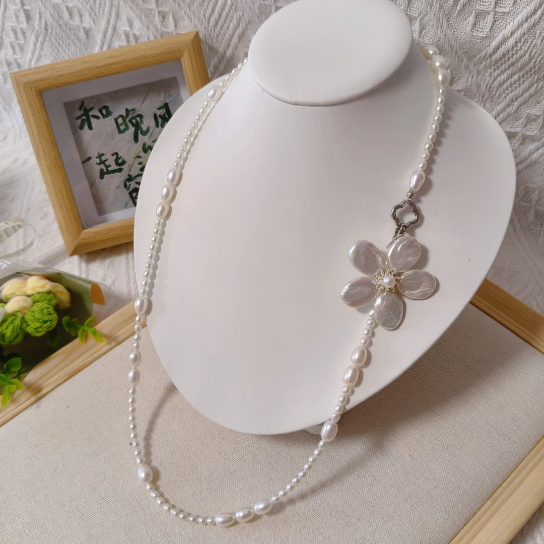 139，天然淡水珍珠毛衣链，多戴款，总长60+