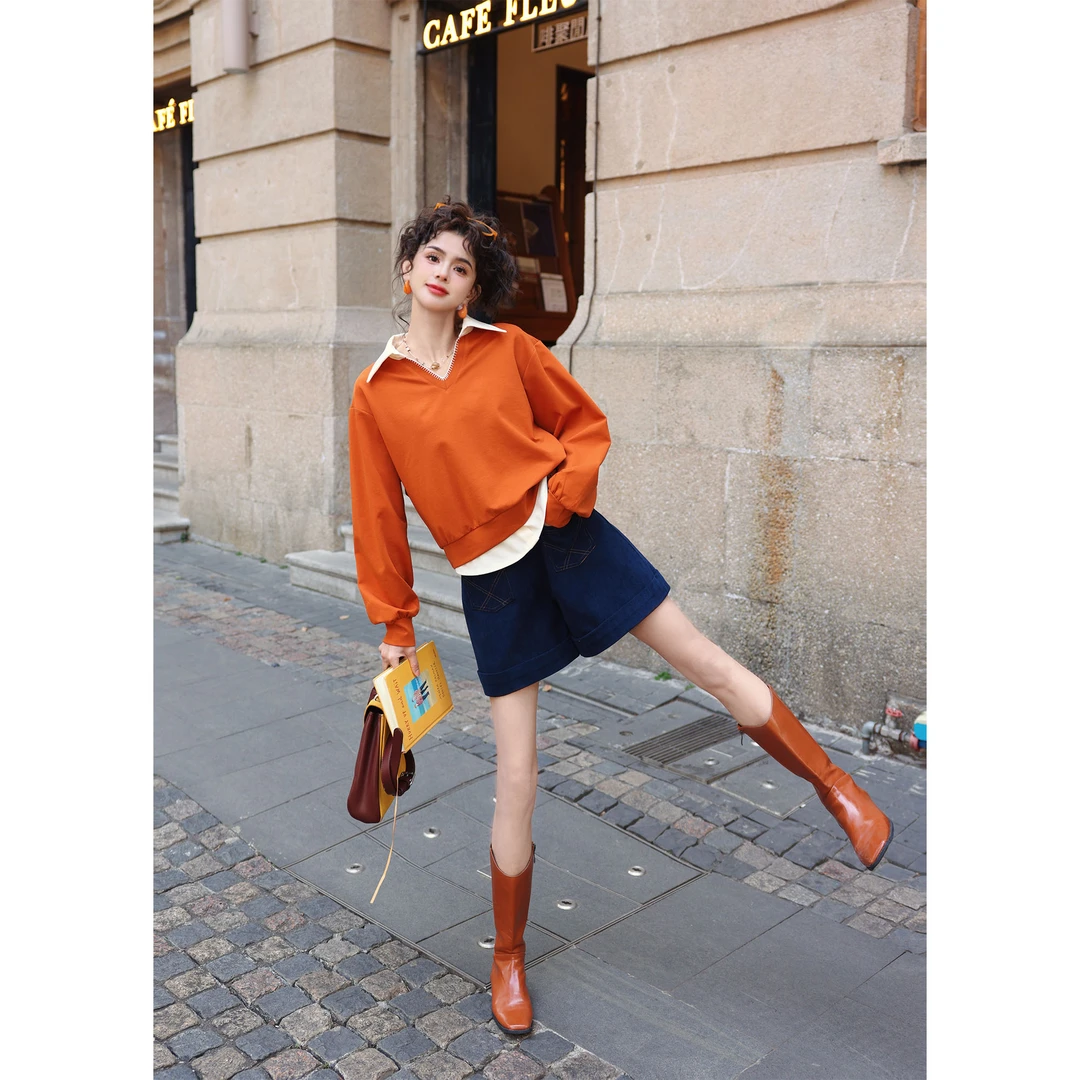 陈佳洁【焦糖曲奇】港风复古灯芯绒休闲高腰宽松百搭短裤JR3882002