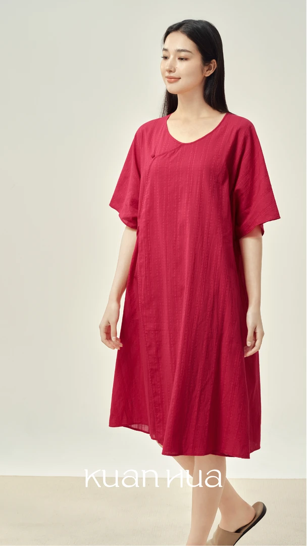 宽画25年新款圆领套头半袖家居裙91957