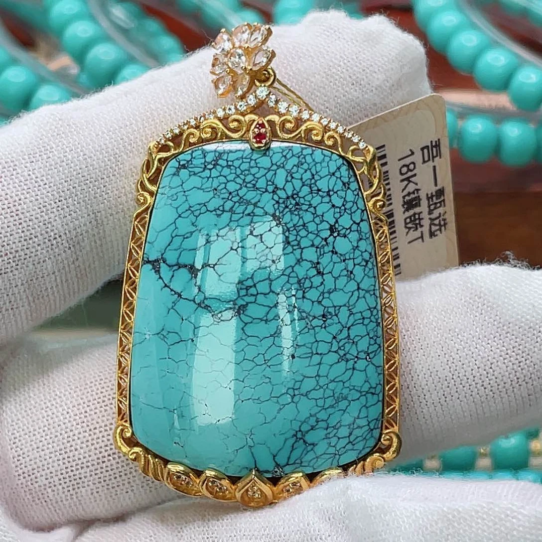 绿松石18K金镶嵌珠宝半成品