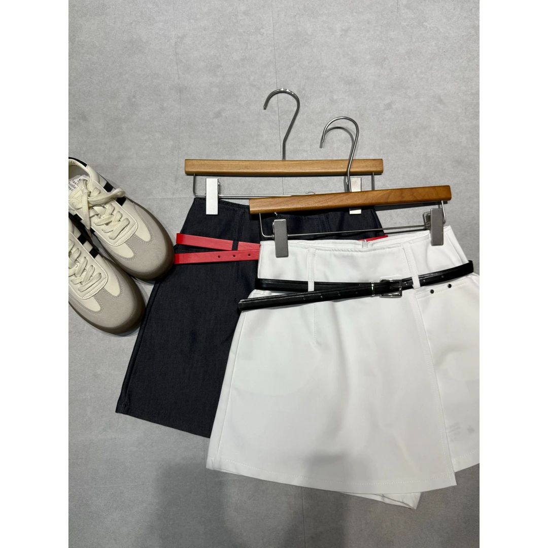 W4299王仙女 韩版夏款气质百搭西装裙裤时尚百搭简约短裤【配腰带】