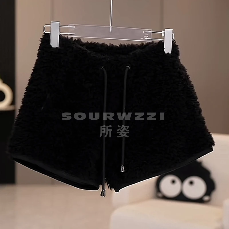 SOURWZZI/所姿新款休闲冬季时尚保暖女士羊毛短裤SZ-25205