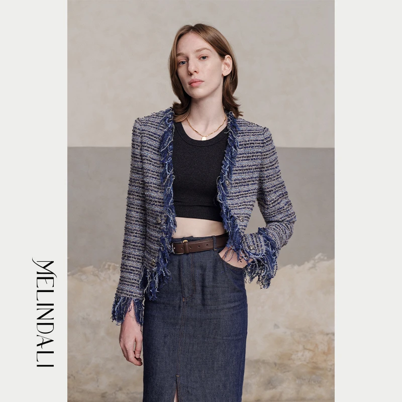 MelindaLi【海港星空】秋季新品流苏设计感小众小香风通勤短外套