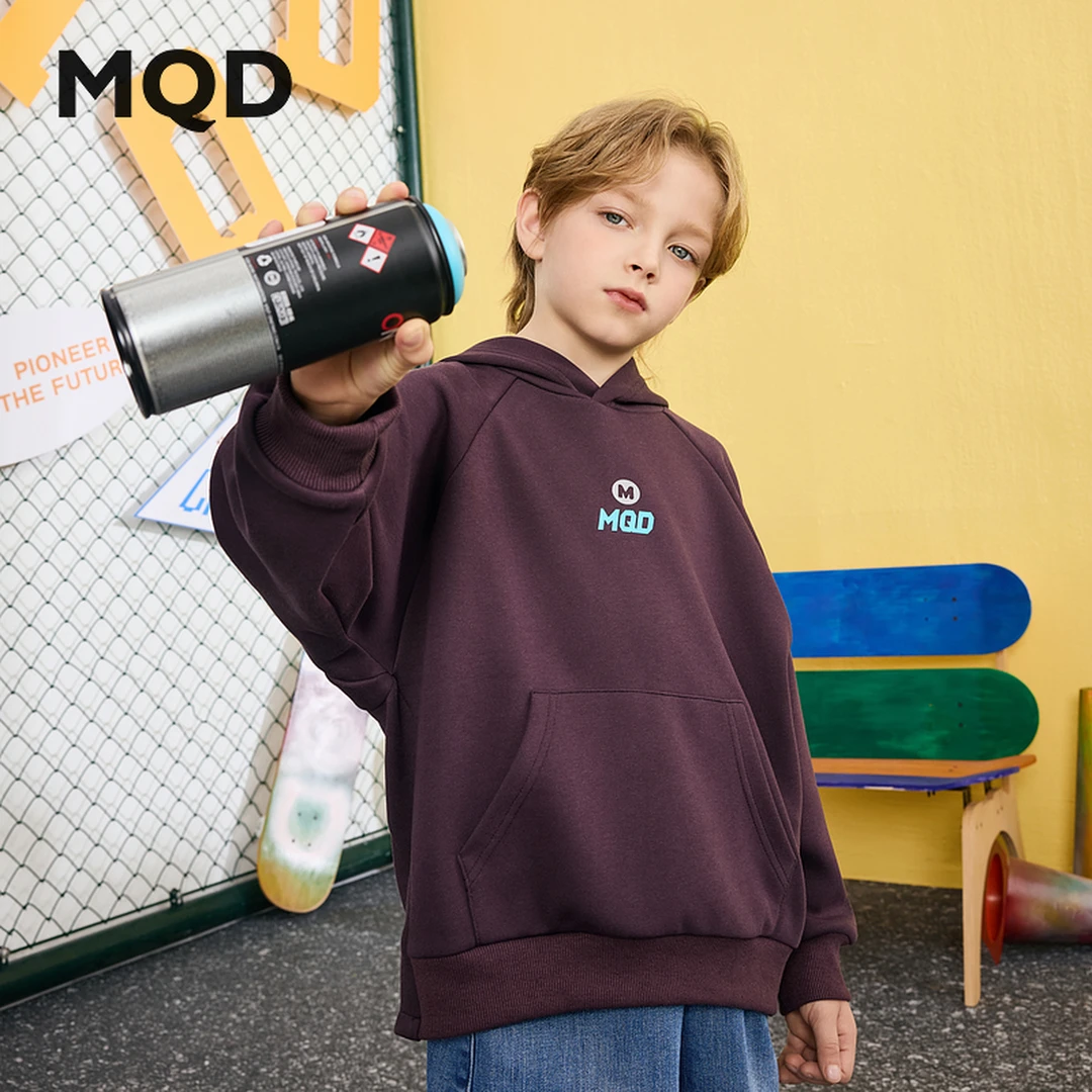 MQD童装25春新款卡通学院风休闲运动中大童连帽卫衣9651W0608