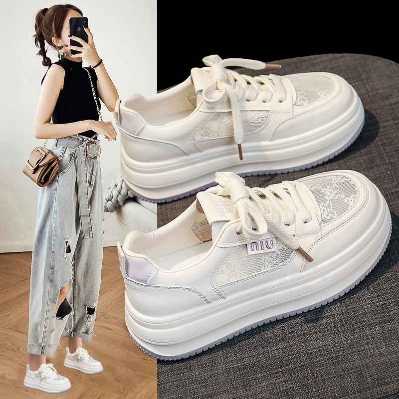 增高显瘦透气2025夏季薄款时尚休闲鞋小白鞋网纱透气板鞋韩版鞋子