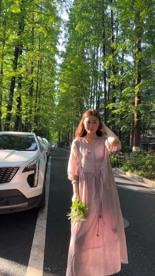 古韵连衣裙2025新款苎麻长裙蝴蝶仙子文艺甜美减龄莼苎麻