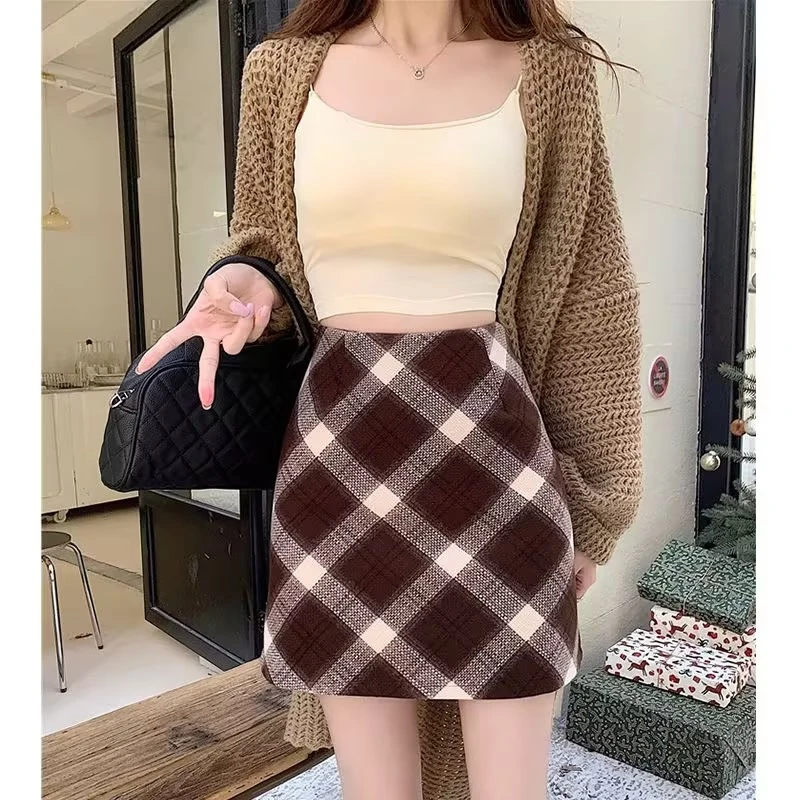【婷婷专属】秋季2025时尚格子A裙高腰宽松韩版洋气格纹半身裙13888