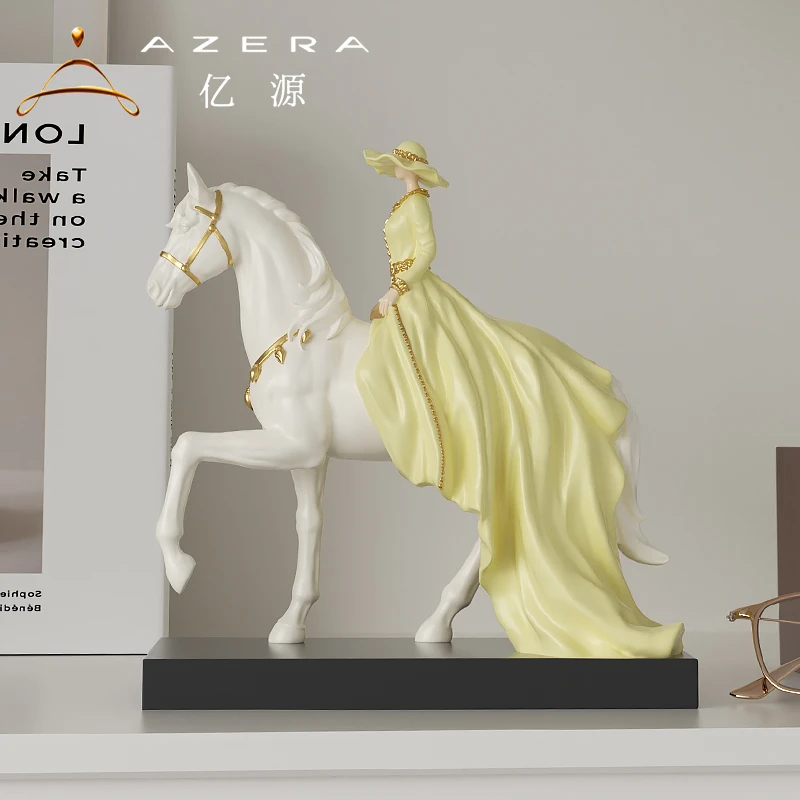 贵族人物骑马摆件雕塑客厅电视酒柜卧室办公室桌面艺术乔迁装饰品
