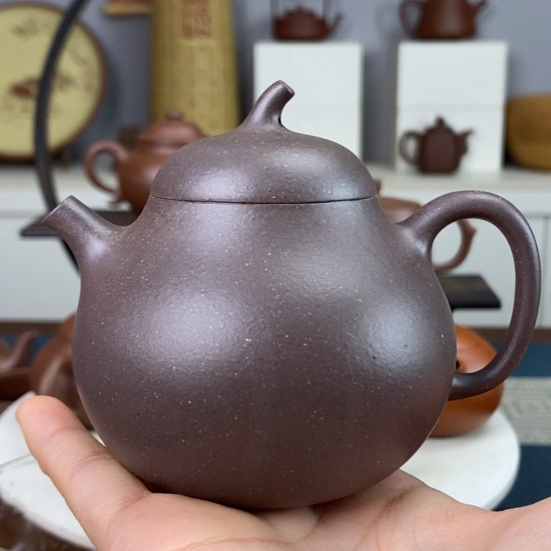 茶壶紫砂微瑕天青茄瓜150cc壶底一点