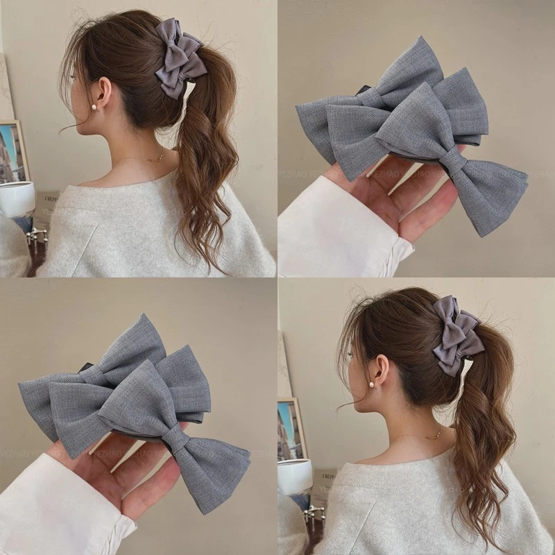 韩系氛围感~气质蝴蝶结发夹女后脑勺扎马尾香蕉夹子头饰复古发饰