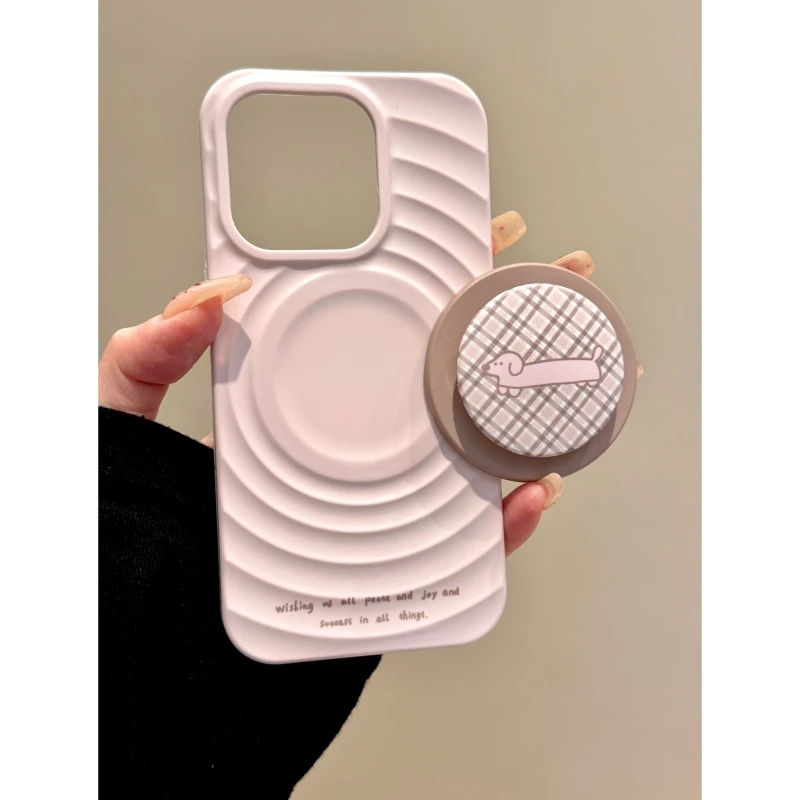 适用苹果iphone16/17promax小狗15pro磁吸14pro支架13粉色手机壳