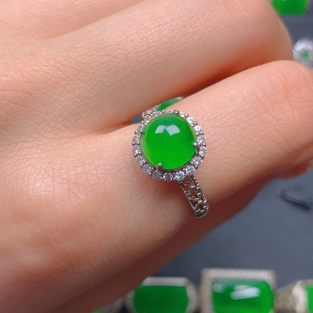 银S925镶嵌戒指翡翠