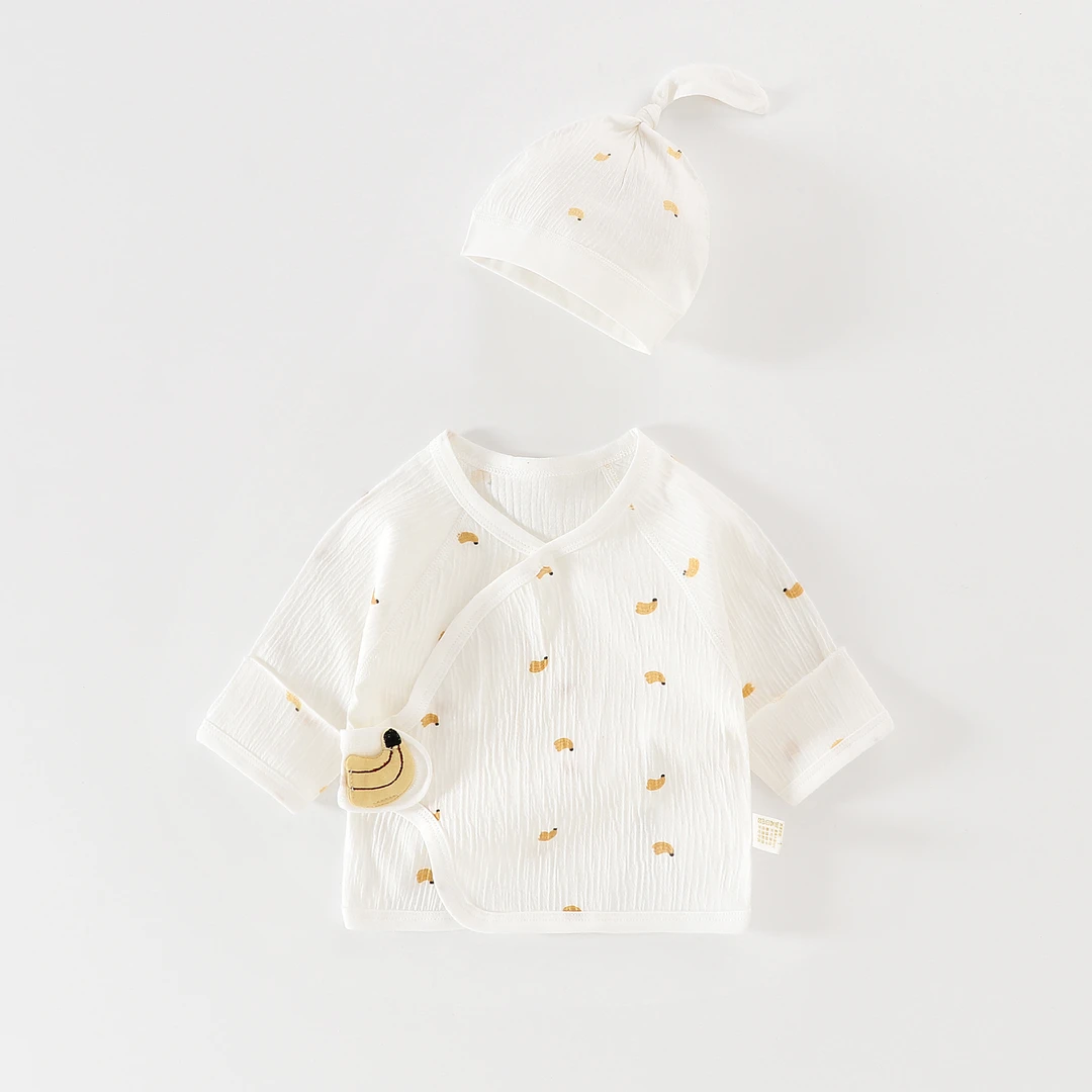 夏款纯棉半背衣新生儿无骨初生新生婴儿满月和尚服宝宝衣服上衣