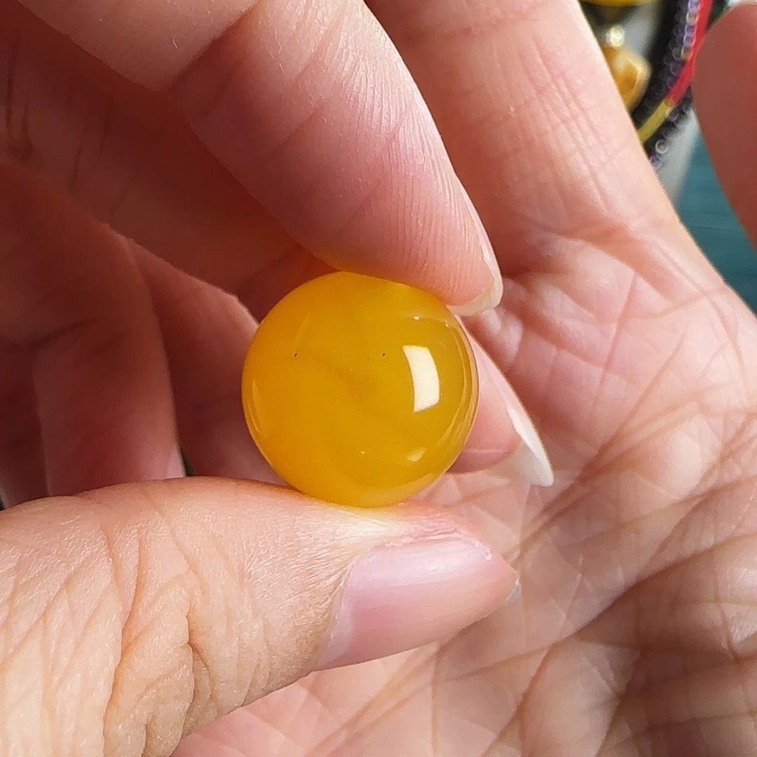 蜜蜡未镶嵌裸石15.2mm蜜蜡焦皮料圆珠（微粉儿）