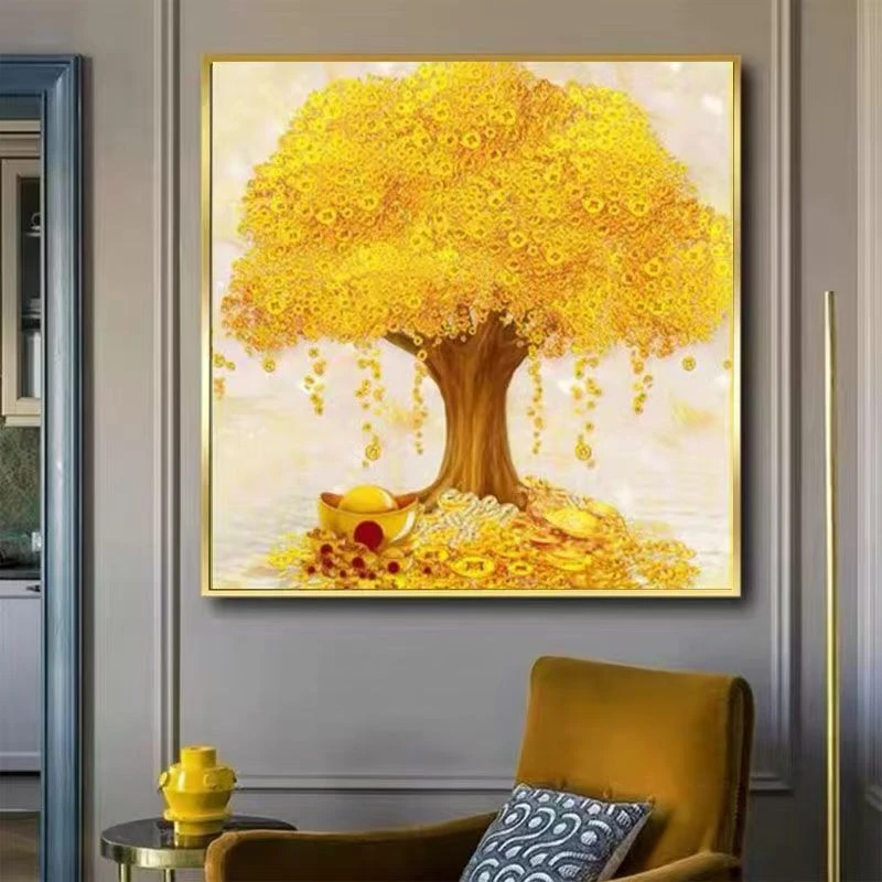 摇钱树发财树十字绣23色黄金满地十字绣新款客厅手工自己绣线绣