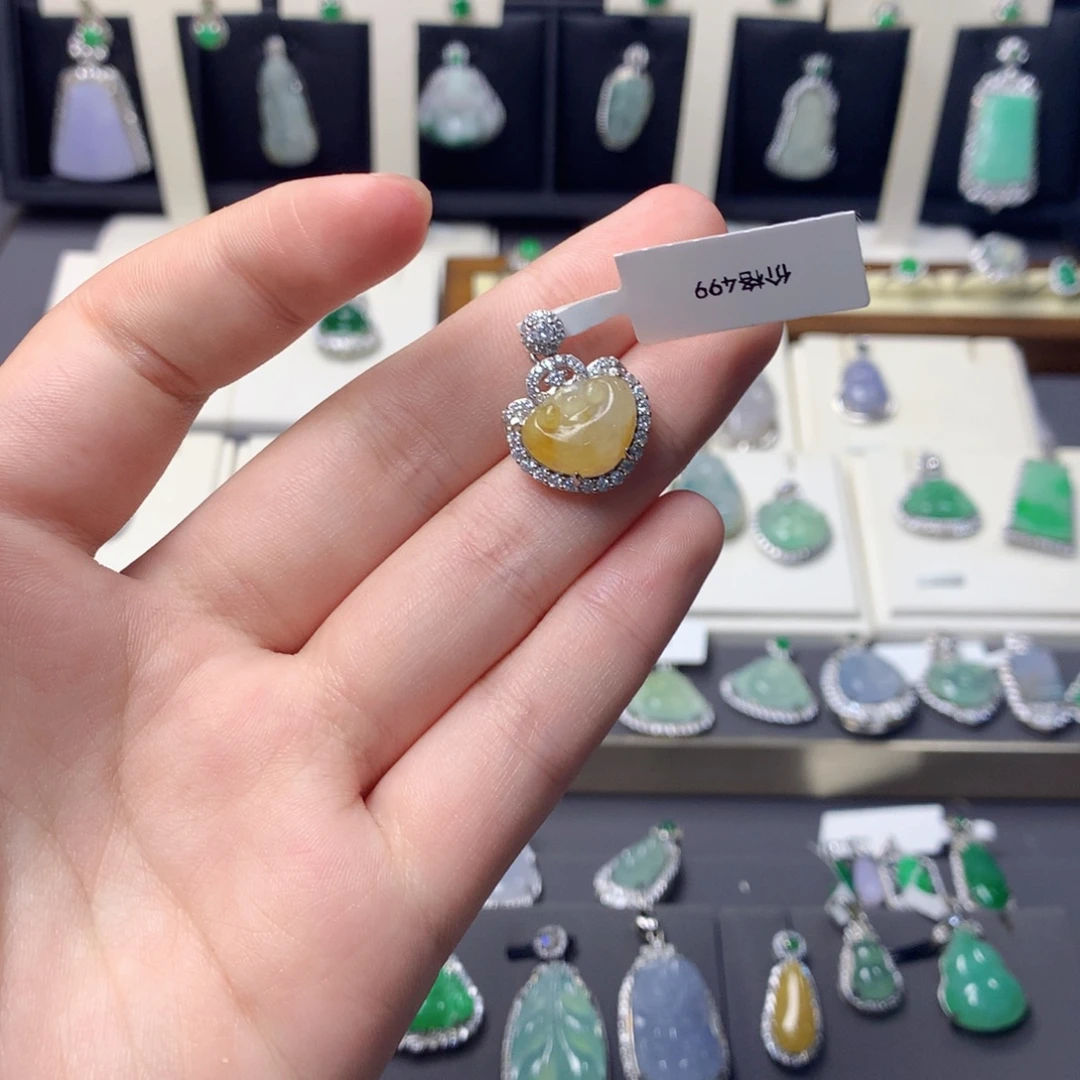 翡翠银S925镶嵌挂件
