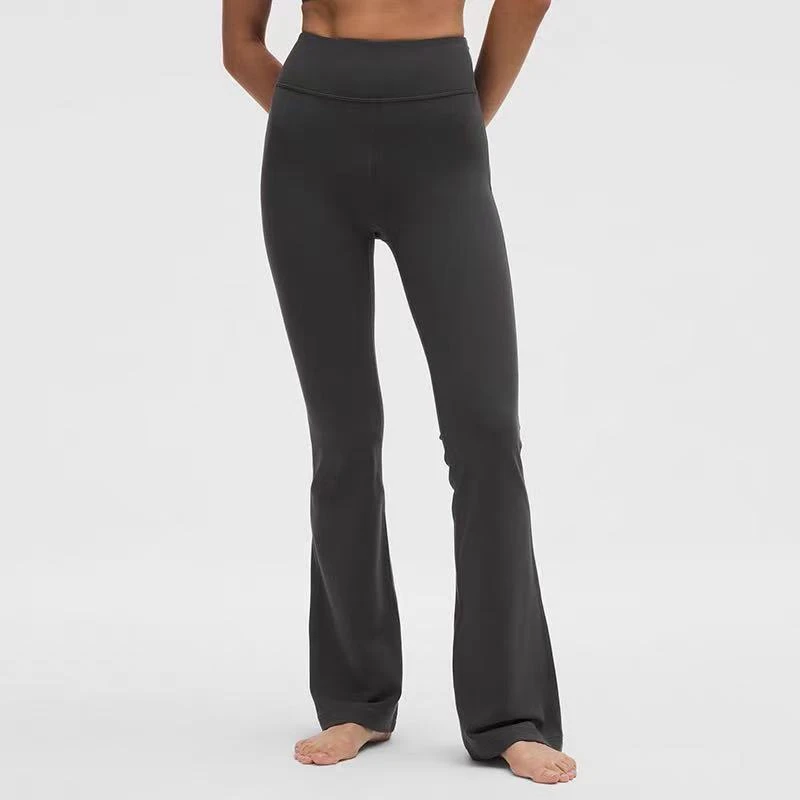 新品高腰 groove系列光面 女士运动绒面微喇裤