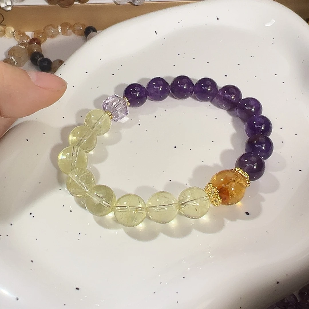 手串未镶嵌水晶柠檬晶 乌拉圭紫水