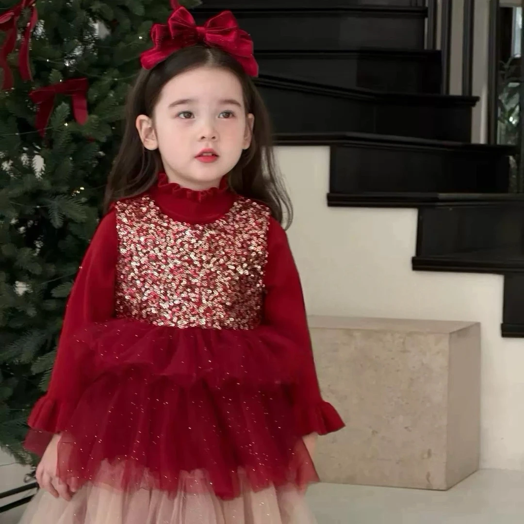 【原创设计品牌】tx&kids 9259女童红色年服套裙年款公主裙连衣裙
