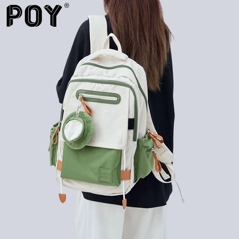 POY®新款 INS高颜值双肩包女大学生书包通勤户外上班族背包旅行包