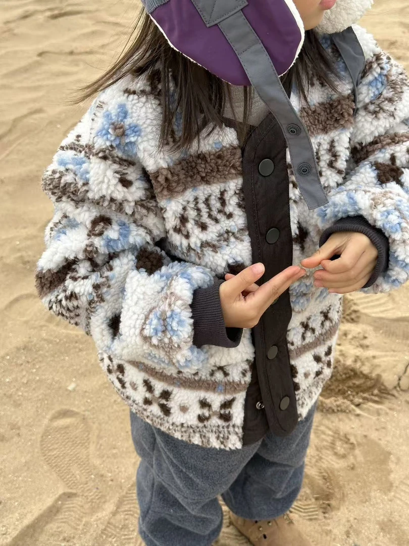 韩国定制费尔岛提花两面穿亲子外套 2025813