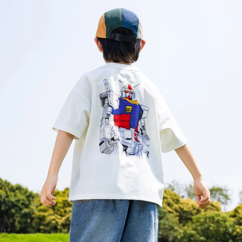 速干防晒 EK童装男童25夏季机器人卡通印花运动短袖T恤中大童潮牌