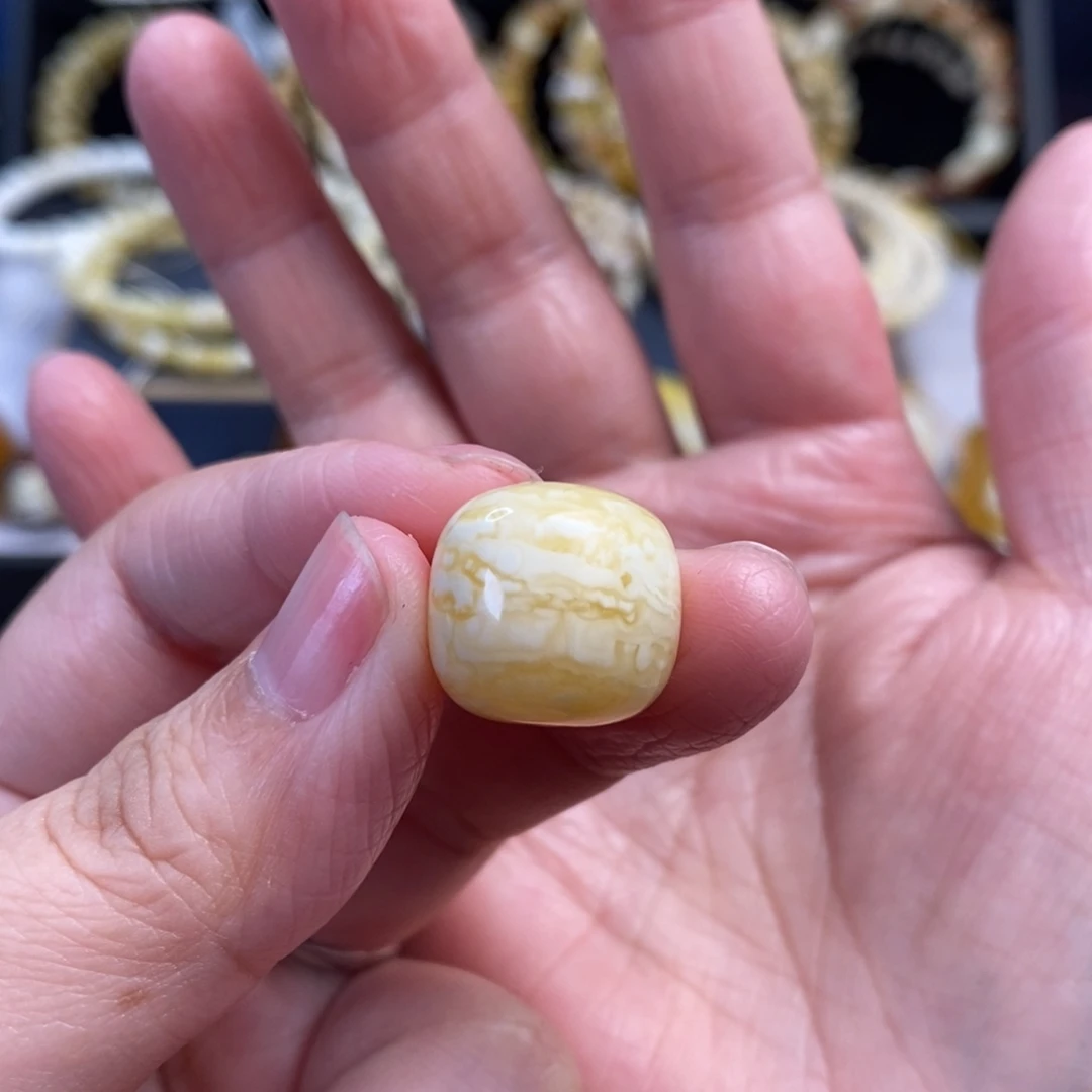 蜜蜡未镶嵌裸石虎皮纹老型单珠16