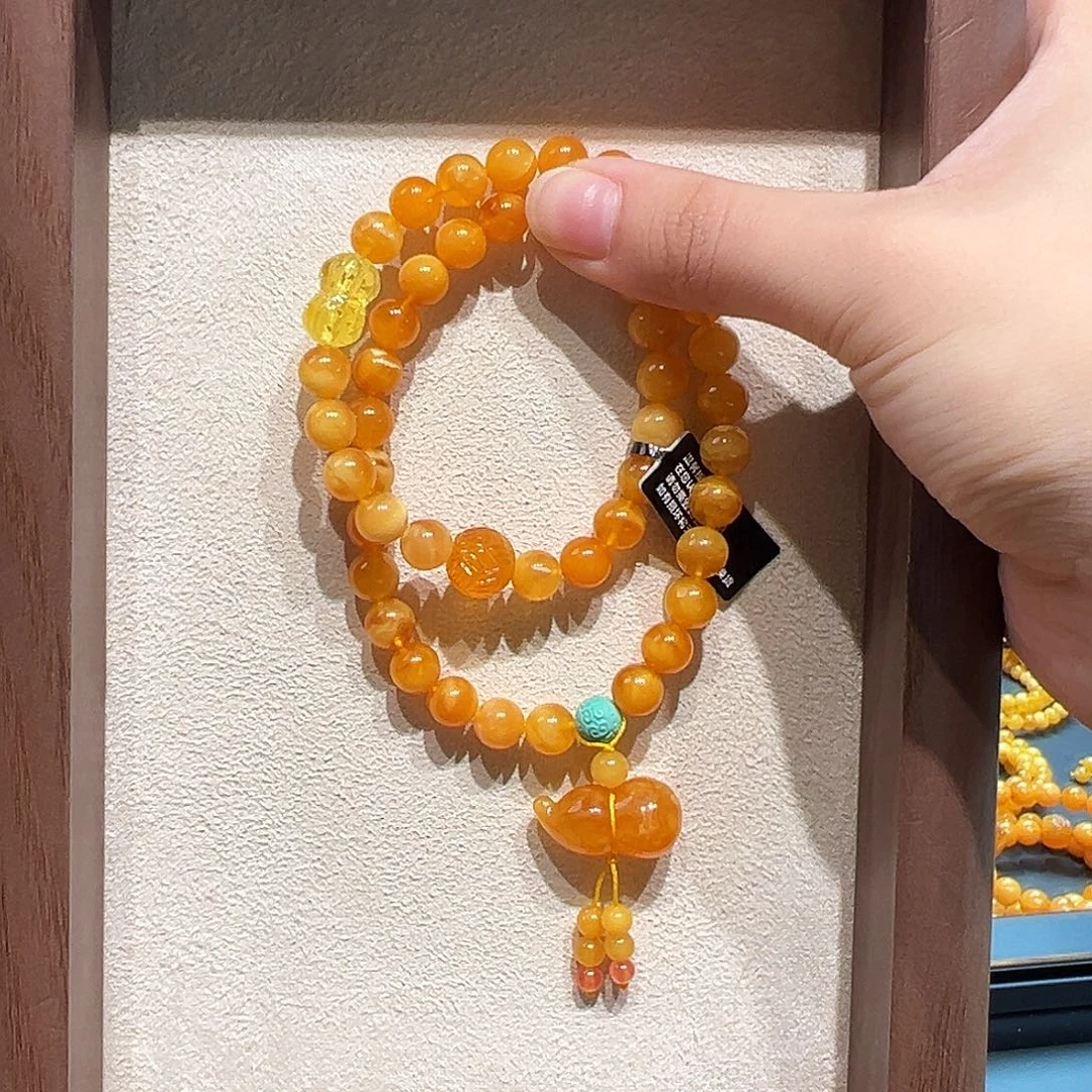 琥珀未镶嵌手链7.8mm蜜蜡手串