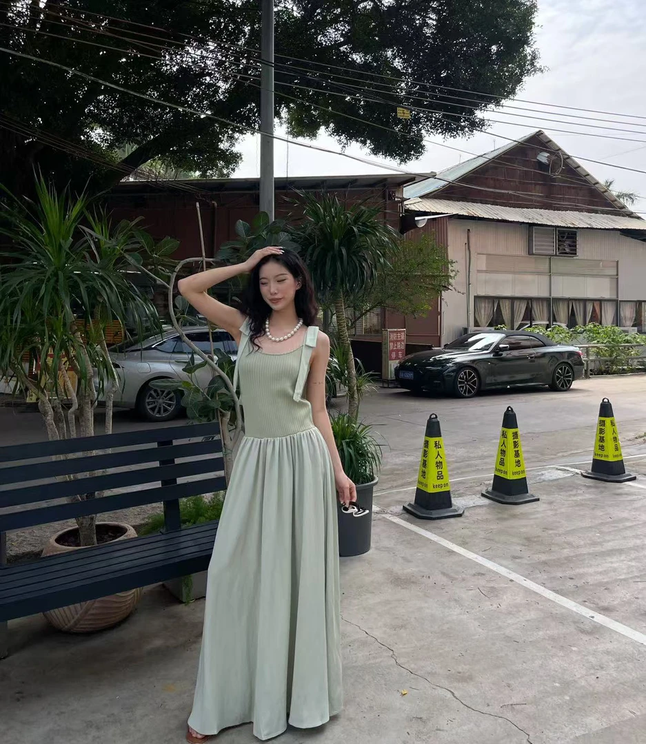 卡麦酱-UR 拼接吊带连衣裙 9107