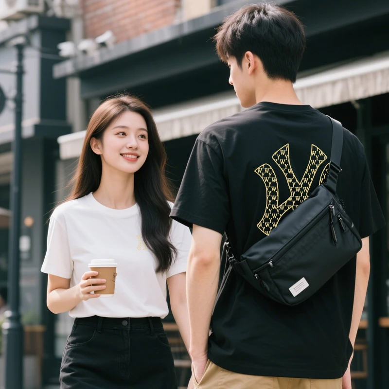 透气中性圆领宽松型休闲百搭情侣夏季运动T恤单肩男士时尚潮流