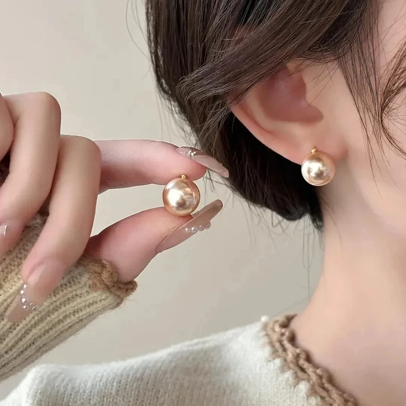 铜合金仿珍珠耳饰 铜合金仿珍珠耳饰 【专柜轻奢】香槟金珍珠耳环