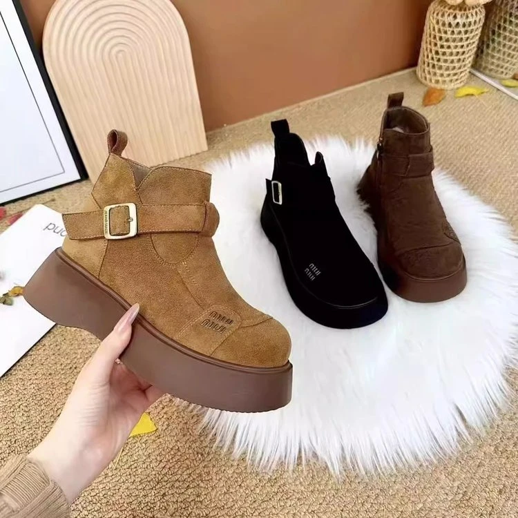 2024冬季新款厚底休闲时尚女棉鞋雪地靴女靴秋冬靴子棉靴百搭加厚