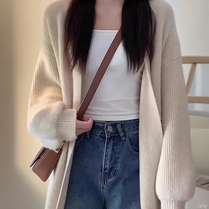 温柔慵懒风软糯毛衣针织衫中长款开衫女春秋新款洋气减龄复古外套