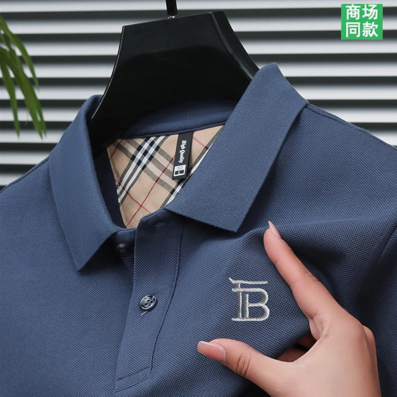 【专柜同款】2025夏季新款高端男士纯棉刺绣翻领T恤商务休闲POLO衫