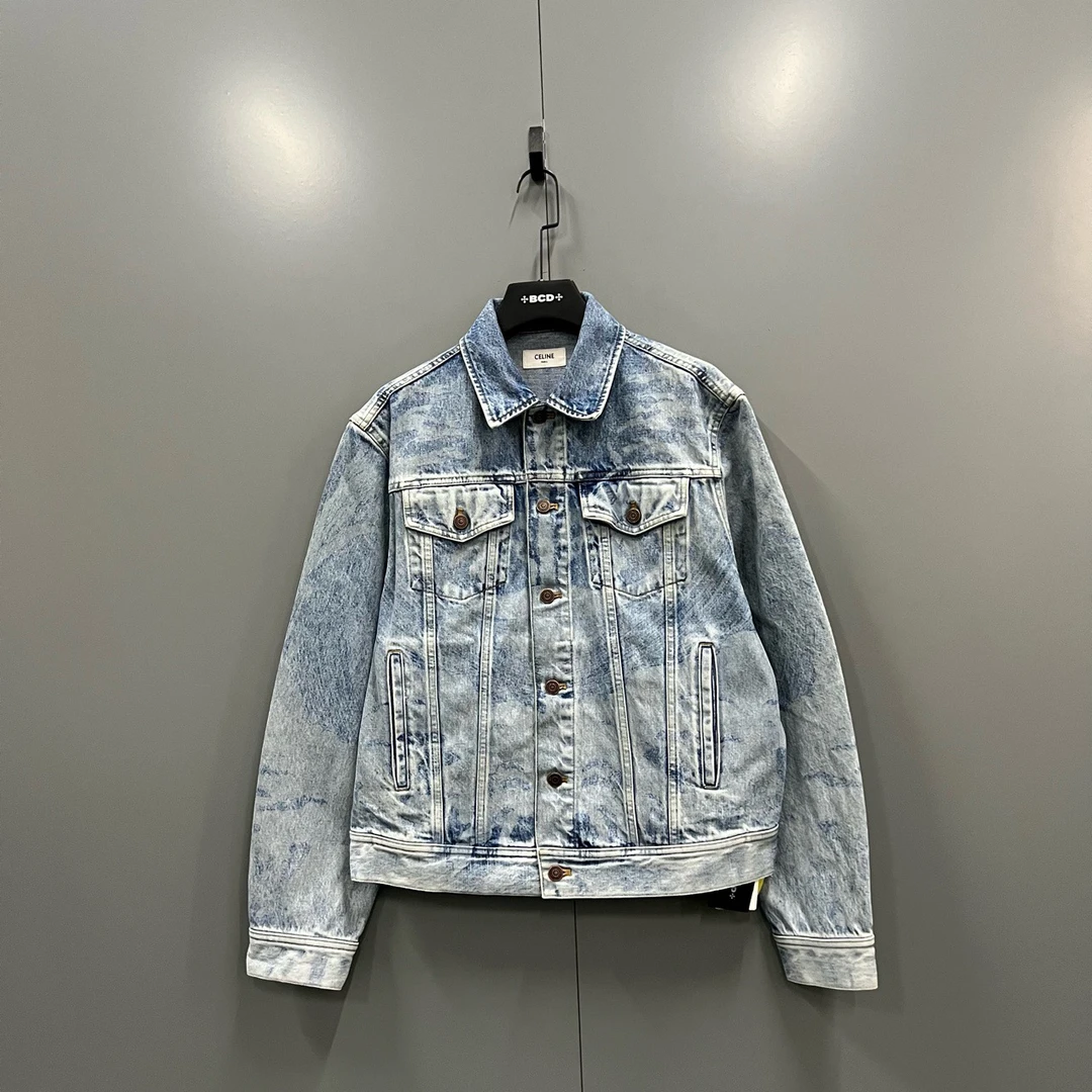 95新 Celine/思琳 赛琳 × David Weiss海浪图案印花牛仔外套 S码