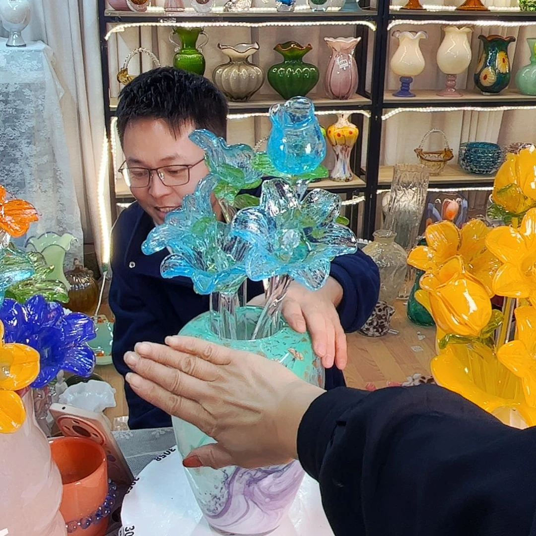 4百合1荷叶1花苞 家悦琉璃工艺品
