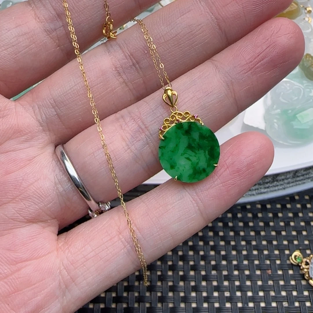 【闪购商品】翡翠套链18K金镶嵌18k绿无套链