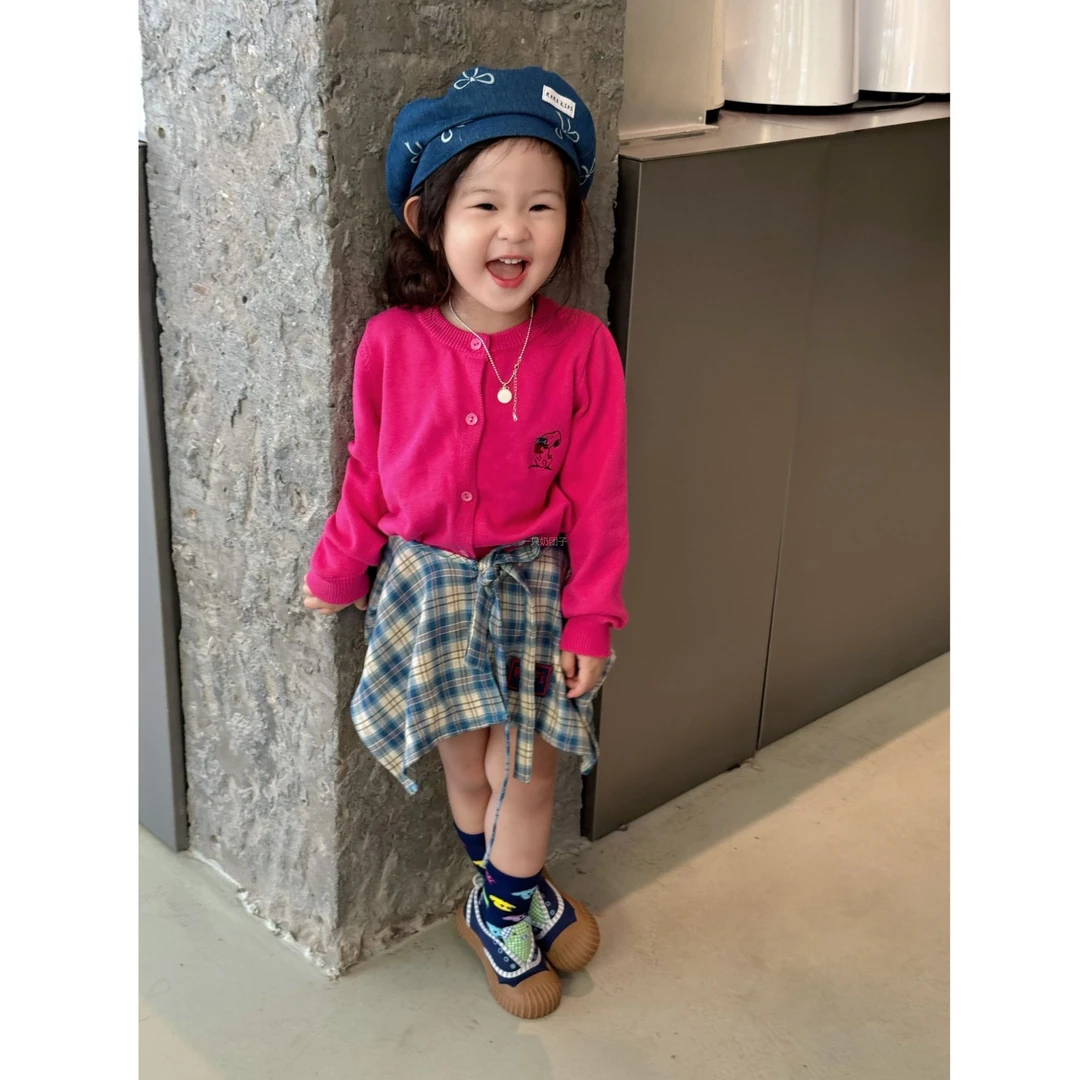 壹妈童装韩版女童时髦套装2025秋冬新款儿童针织开衫上衣半身裙子