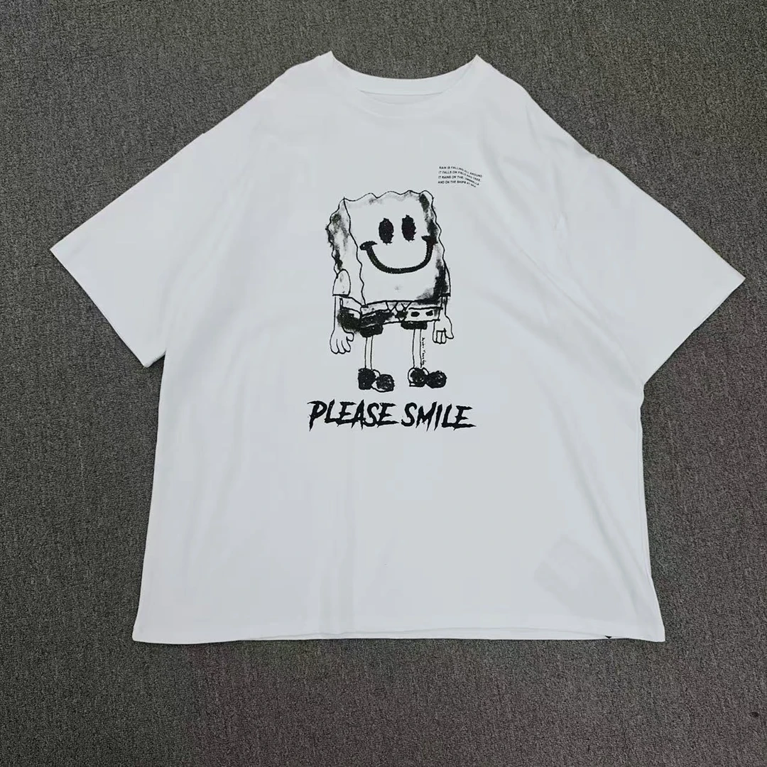 【雪儿推荐】1003-1潮牌设计师春季上新海绵宝宝笑脸T恤上衣