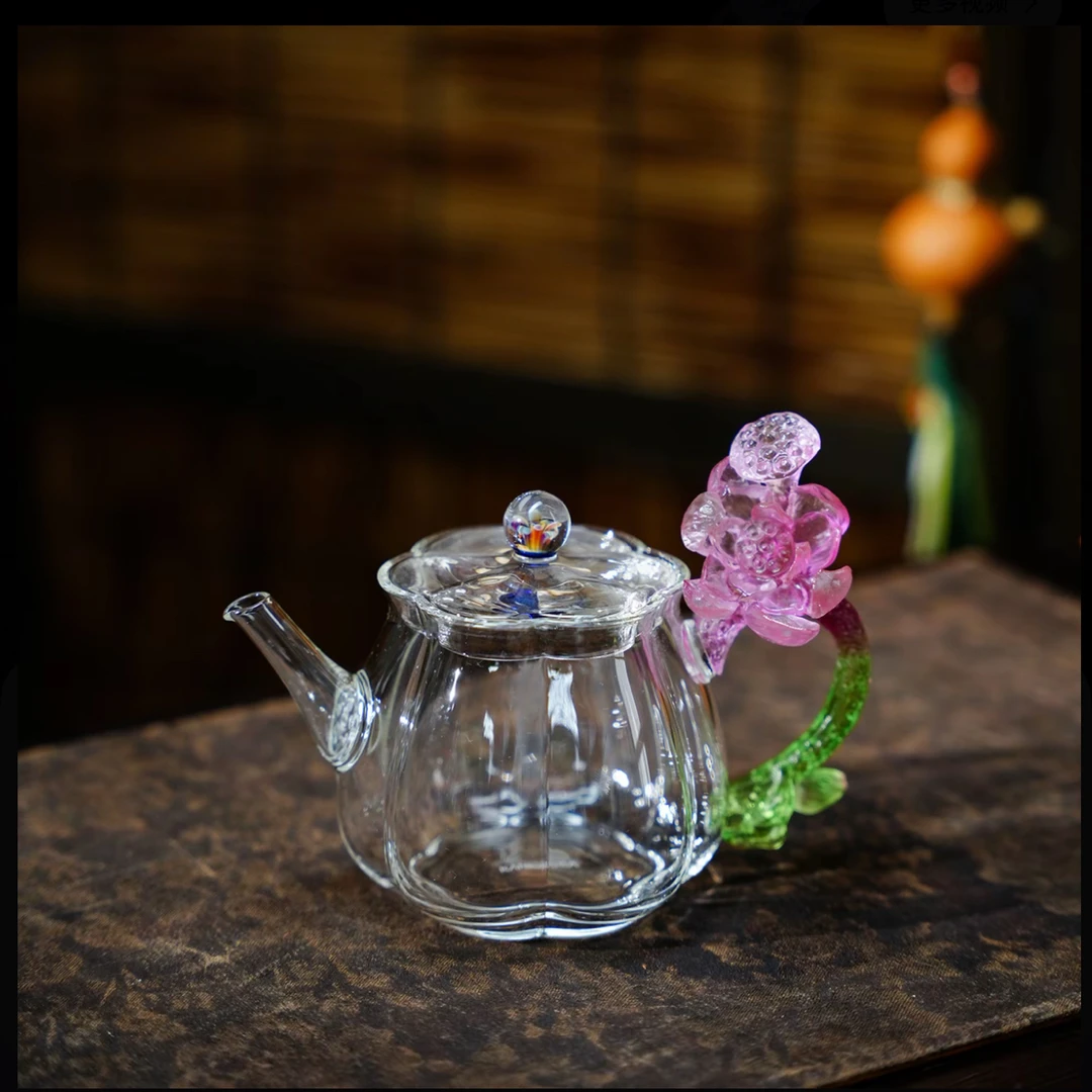 粉彩琉璃阡陌花口壶粉山间春色(莲花)卡普拉手工茶道茶壶