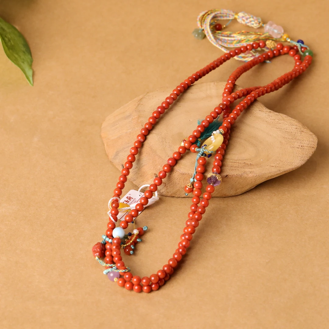 南红多宝背背链 6*6mm 凉山 25GJ252