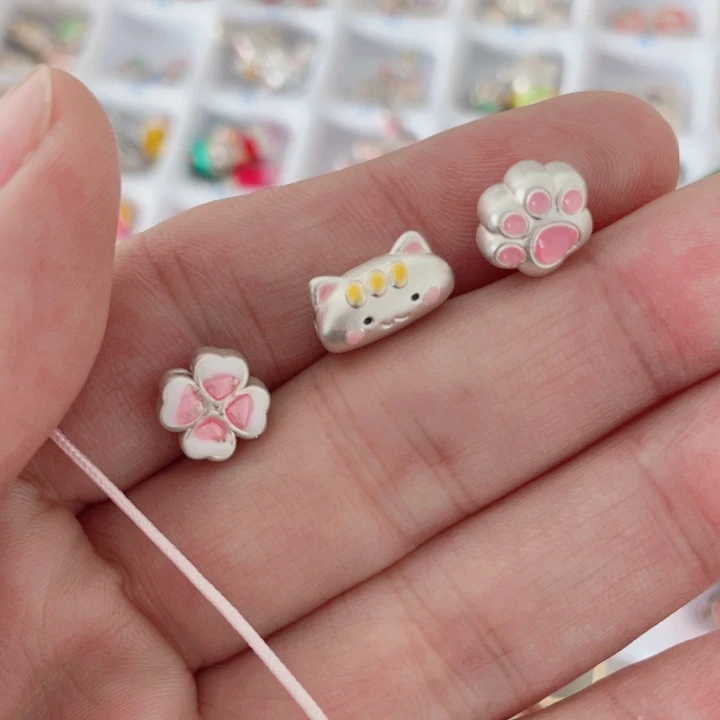 珐琅吊坠足银手串