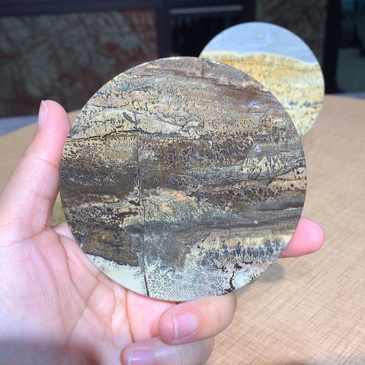 ，广西国画石杯垫，收藏观赏