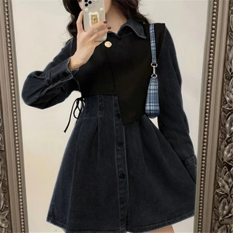 2025秋季小个子洋气套装酷飒风女装设计感马甲穿搭牛仔裙两件套女
