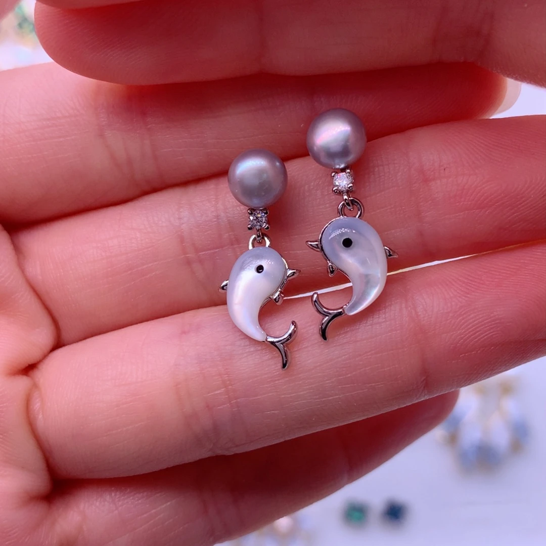 合金淡水珍珠耳饰