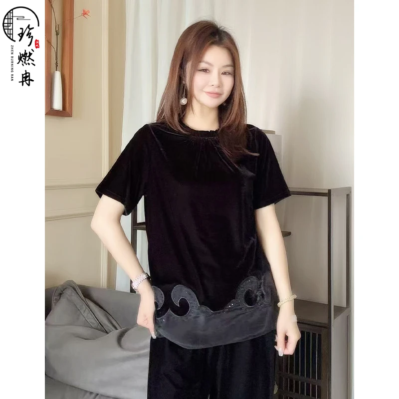 【珍珍女装】新版设计师款轻奢蕾丝边新中式国风上衣S-12304